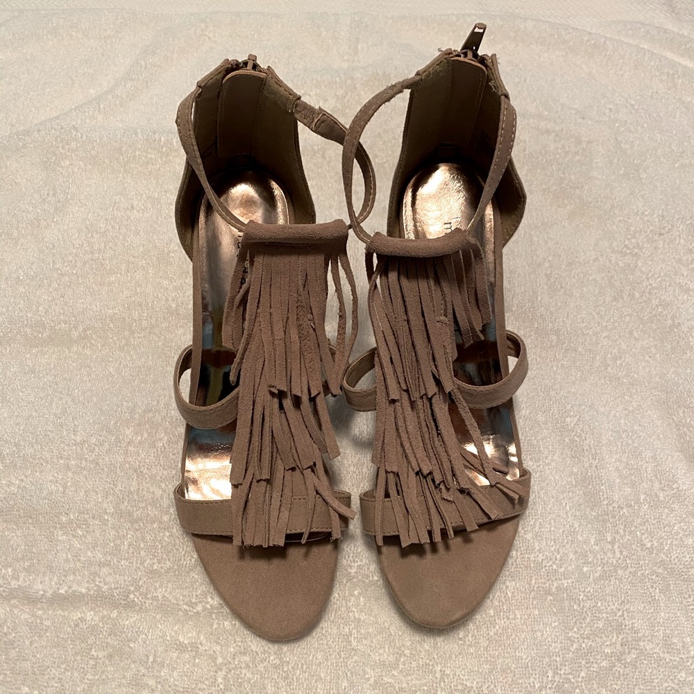 Madden Girl suede fringe 4.5 inch heels